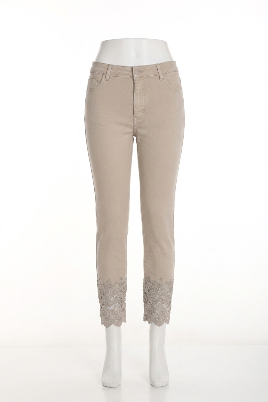NEW FRANK LYMAN cassie classic woven pants in beige